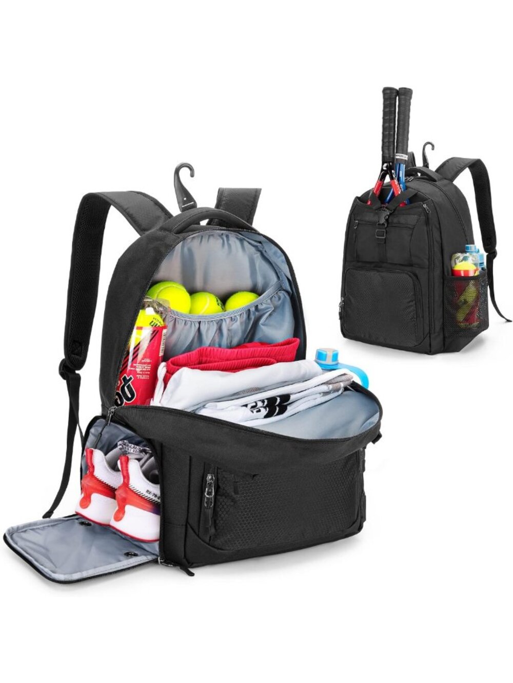 Versatile Tennis Backpack for Men & Women, Holds 2 Rackets & Shoes, Sporty